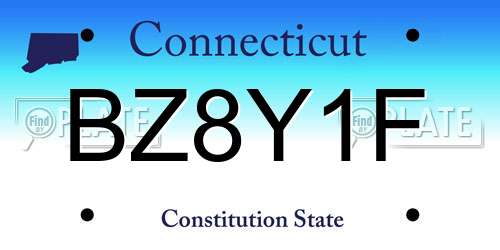 BZ8Y1F Connecticut License Plate
