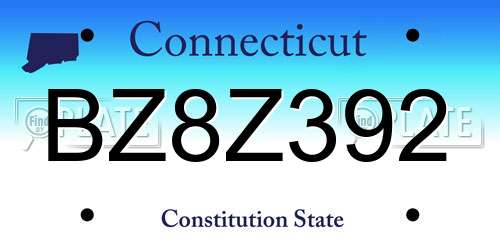 BZ8Z392 Connecticut License Plate