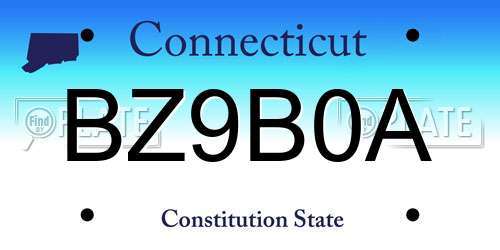 BZ9B0A Connecticut License Plate