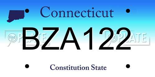 BZA122 Connecticut License Plate