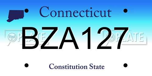 BZA127 Connecticut License Plate