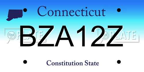 BZA12Z Connecticut License Plate