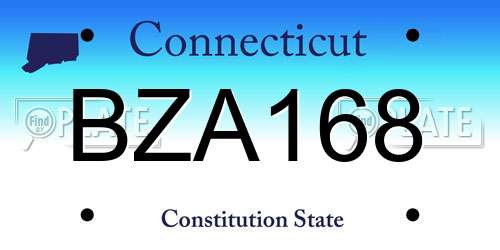 BZA168 Connecticut License Plate