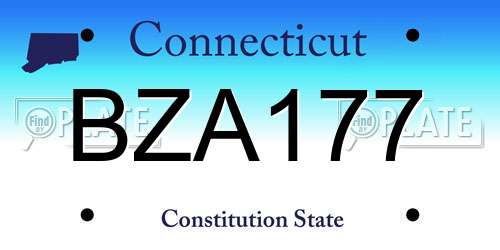 BZA177 Connecticut License Plate