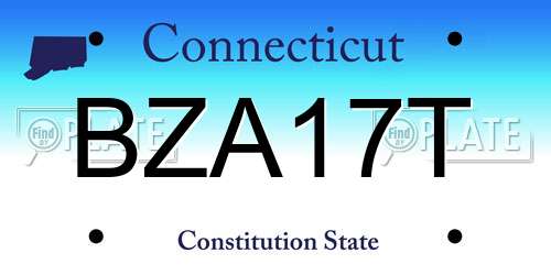 BZA17T Connecticut License Plate