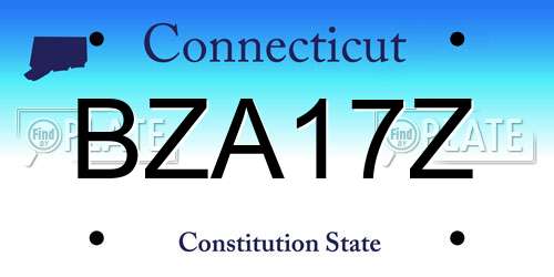 BZA17Z Connecticut License Plate