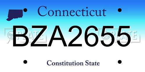 BZA2655 Connecticut License Plate