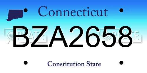 BZA2658 Connecticut License Plate
