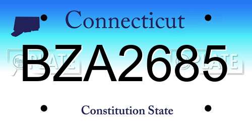 BZA2685 Connecticut License Plate