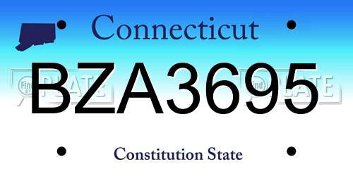BZA3695 Connecticut License Plate