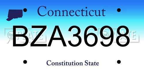 BZA3698 Connecticut License Plate