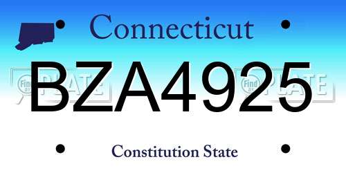 BZA4925 Connecticut License Plate
