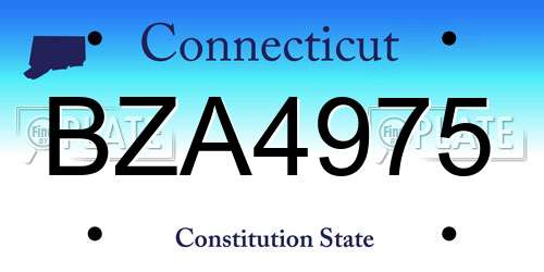 BZA4975 Connecticut License Plate