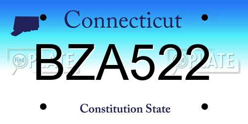 BZA522 Connecticut License Plate