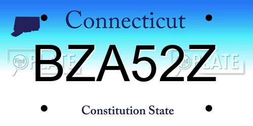 BZA52Z Connecticut License Plate