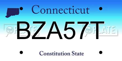 BZA57T Connecticut License Plate