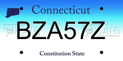 BZA57Z Connecticut License Plate