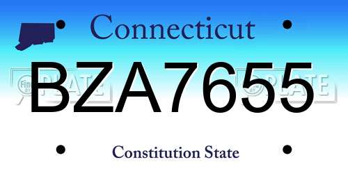 BZA7655 Connecticut License Plate