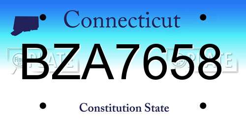 BZA7658 Connecticut License Plate
