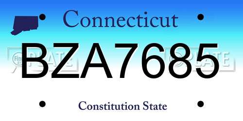 BZA7685 Connecticut License Plate