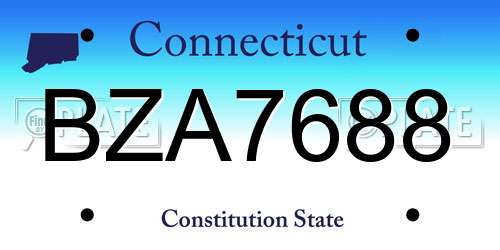 BZA7688 Connecticut License Plate