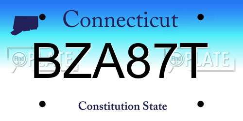 BZA87T Connecticut License Plate