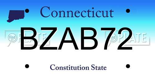 BZAB72 Connecticut License Plate