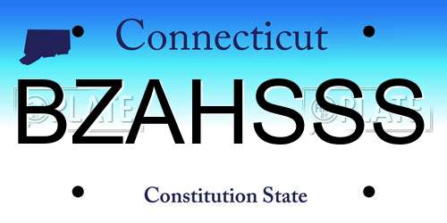 BZAHSSS Connecticut License Plate