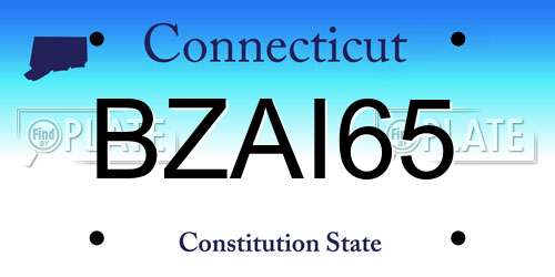 BZAI65 Connecticut License Plate