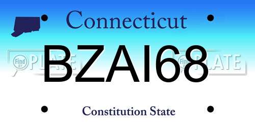 BZAI68 Connecticut License Plate