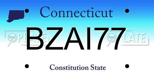 BZAI77 Connecticut License Plate