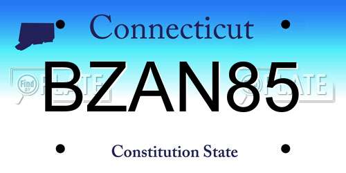 BZAN85 Connecticut License Plate