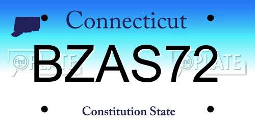 BZAS72 Connecticut License Plate