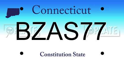 BZAS77 Connecticut License Plate