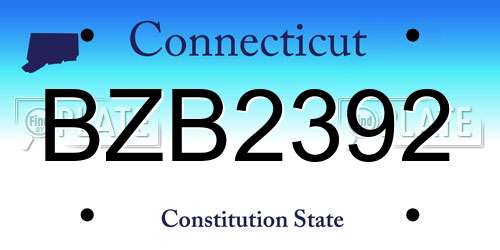BZB2392 Connecticut License Plate
