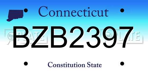 BZB2397 Connecticut License Plate