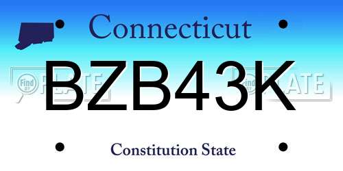 BZB43K Connecticut License Plate