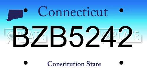 BZB5242 Connecticut License Plate