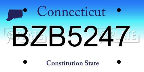 BZB5247 Connecticut License Plate