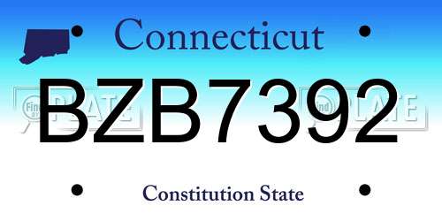 BZB7392 Connecticut License Plate