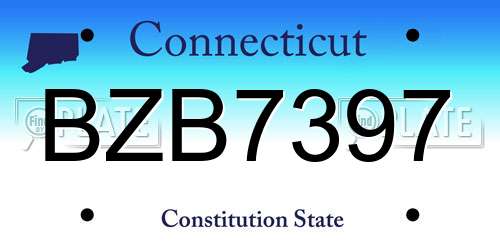 BZB7397 Connecticut License Plate