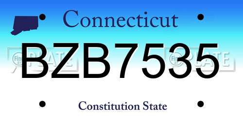 BZB7535 Connecticut License Plate