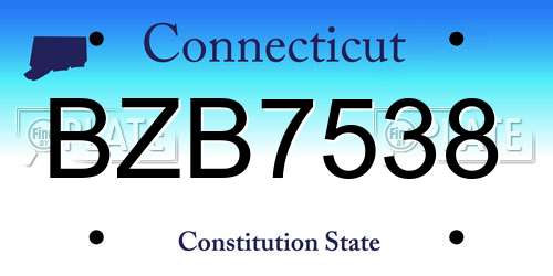 BZB7538 Connecticut License Plate