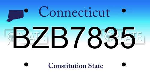 BZB7835 Connecticut License Plate