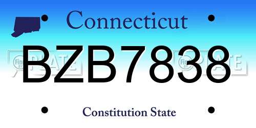 BZB7838 Connecticut License Plate