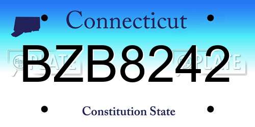 BZB8242 Connecticut License Plate