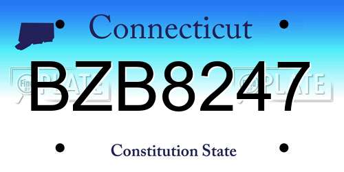 BZB8247 Connecticut License Plate