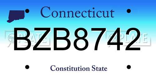 BZB8742 Connecticut License Plate
