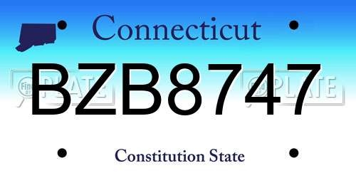 BZB8747 Connecticut License Plate
