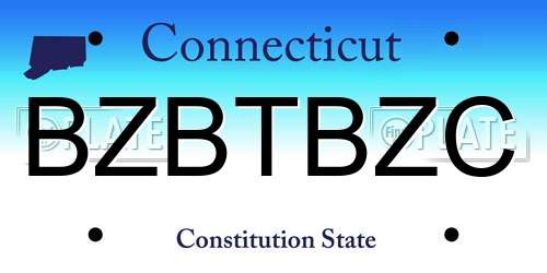 BZBTBZC Connecticut License Plate